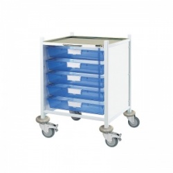Sunflower Medical Vista 40 Low-Level Clinical Procedure Trolley with Five Single-Depth Blue Trays